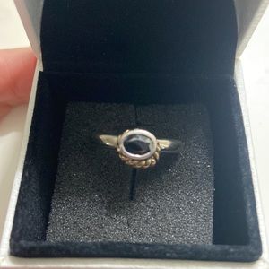 Black silver and 14 karat gold Pandora ring